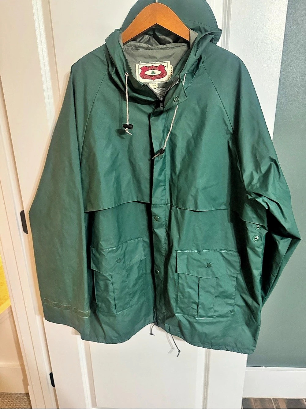 Vintage LL Bean Maine Guide Men's Hooded Raincoat Green Size XL tall #90s #80s